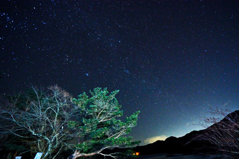本栖湖からの星空